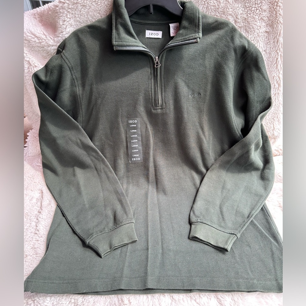 NWT IZOD Ribbed Half Zip Pullover Size Large